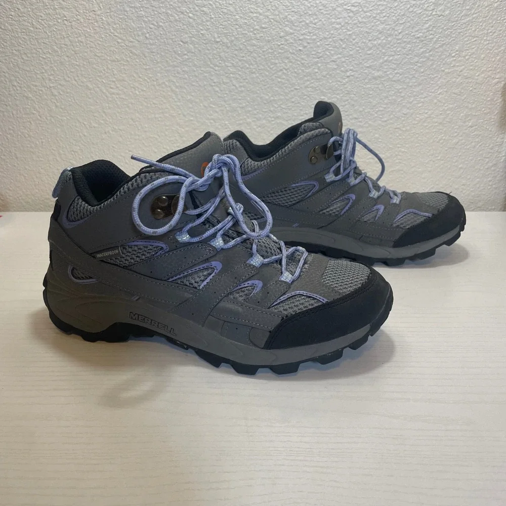 Merrell Moab 2 Mid Waterproof Hiking Boots Women's Size 5.5M Gray‎ Purple - Picture 3 of 8